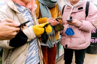 Photo by Antoni Shkraba: https://www.pexels.com/photo/close-up-of-people-texting-6321659/