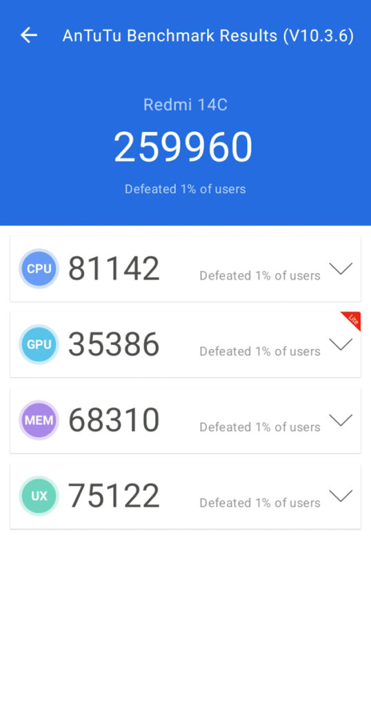 Redmi 14C - AnTuTu Benchmark