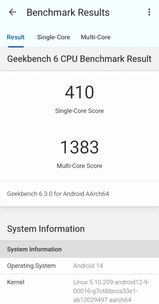 Redmi 14C - Geekbench scores